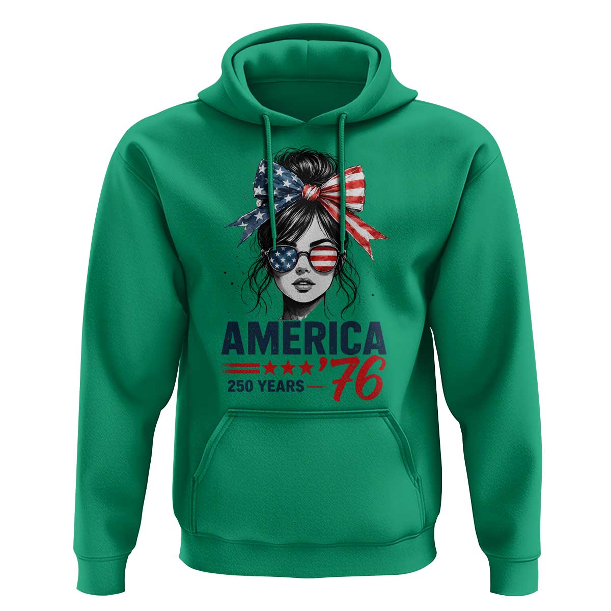 America 250 Years Hoodie 250th Anniversary USA Patriotic Girl Messy Bun 1776 2026