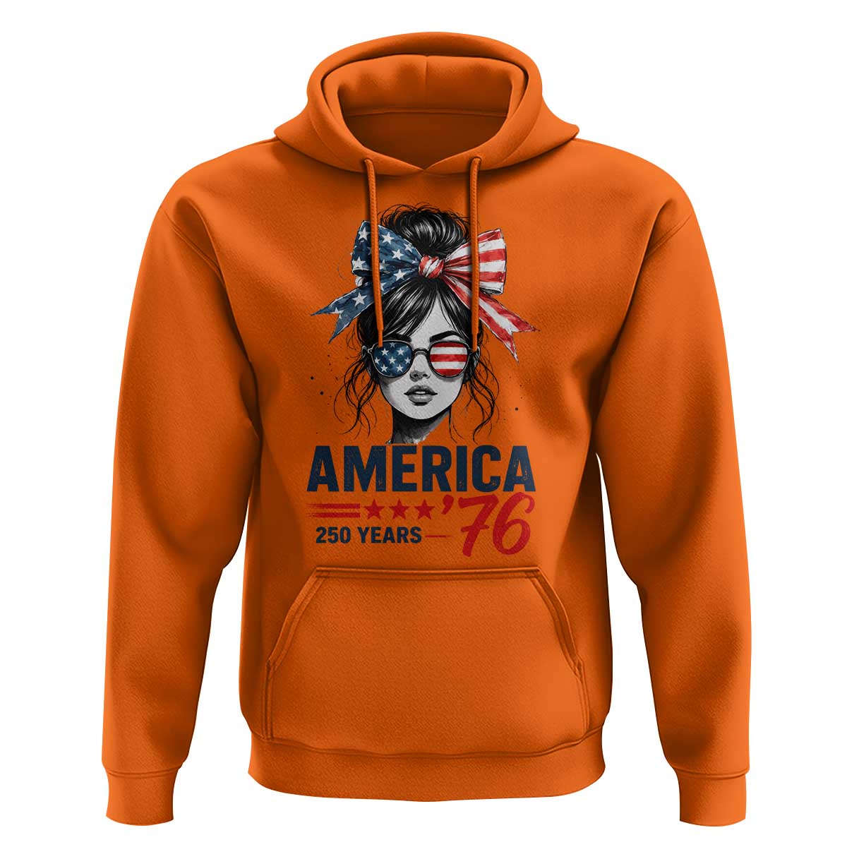 America 250 Years Hoodie 250th Anniversary USA Patriotic Girl Messy Bun 1776 2026