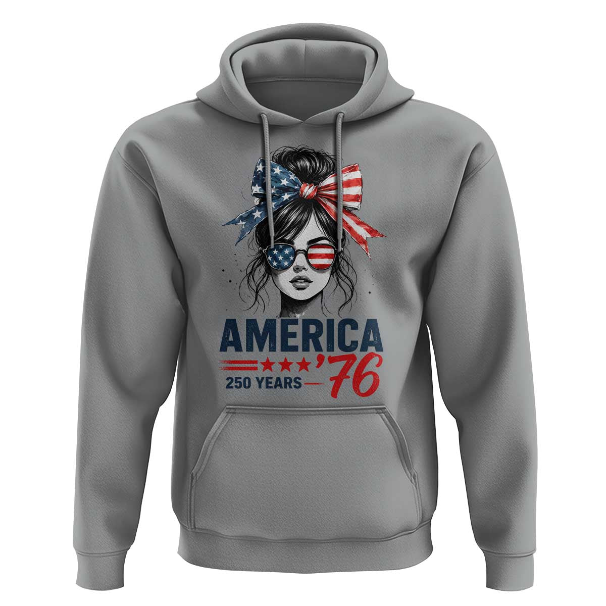 America 250 Years Hoodie 250th Anniversary USA Patriotic Girl Messy Bun 1776 2026
