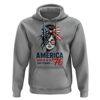 America 250 Years Hoodie 250th Anniversary USA Patriotic Girl Messy Bun 1776 2026