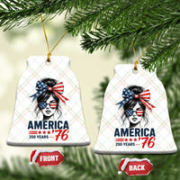 America 250 Years Ceramic Ornament 250th Anniversary USA Patriotic Girl Messy Bun 1776 2026