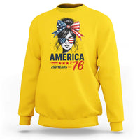 America 250 Years Sweatshirt 250th Anniversary USA Patriotic Girl Messy Bun 1776 2026