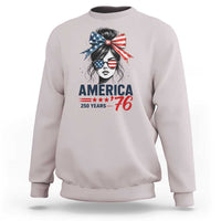 America 250 Years Sweatshirt 250th Anniversary USA Patriotic Girl Messy Bun 1776 2026