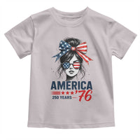 America 250 Years Toddler T Shirt 250th Anniversary USA Patriotic Girl Messy Bun 1776 2026