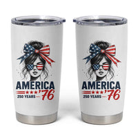 America 250 Years Tumbler Cup 250th Anniversary USA Patriotic Girl Messy Bun 1776 2026