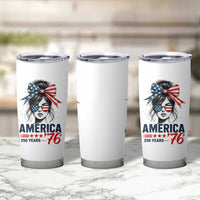 America 250 Years Tumbler Cup 250th Anniversary USA Patriotic Girl Messy Bun 1776 2026