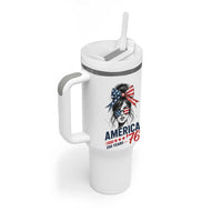 America 250 Years Tumbler With Handle 250th Anniversary USA Patriotic Girl Messy Bun 1776 2026