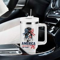 America 250 Years Tumbler With Handle 250th Anniversary USA Patriotic Girl Messy Bun 1776 2026