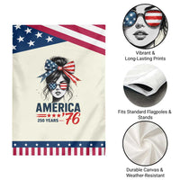 America 250 Years Patriotic Garden Flag 250th Anniversary USA Girl Messy Bun 1776 2026