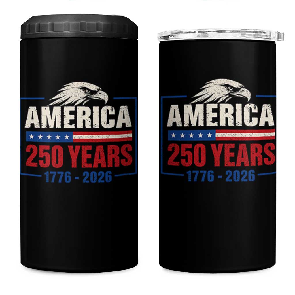 250 Anniversary USA 4 in 1 Can Cooler Tumbler Retro Eagle 250 Years Of Freedom 1776 2026