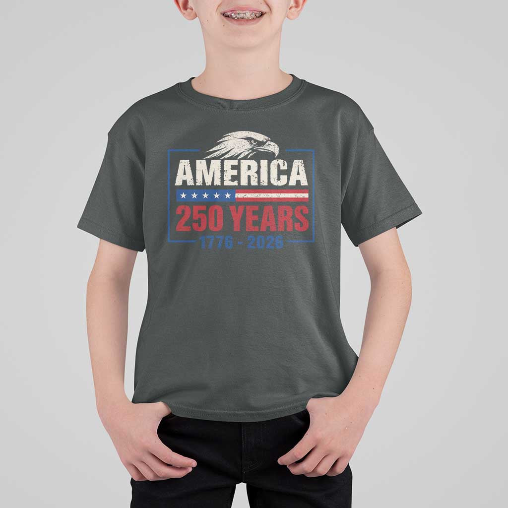 250 Anniversary USA T Shirt For Kid Retro Eagle 250 Years Of Freedom 1776 2026