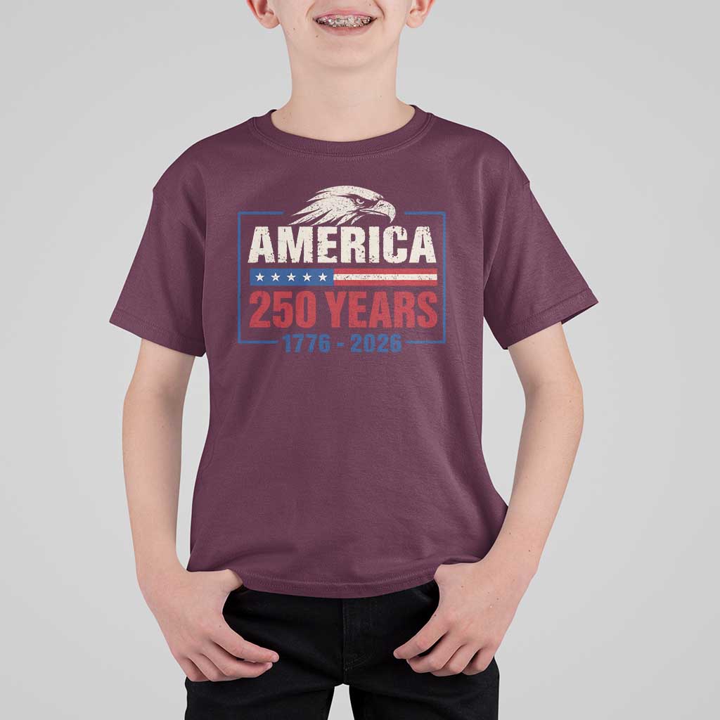 250 Anniversary USA T Shirt For Kid Retro Eagle 250 Years Of Freedom 1776 2026