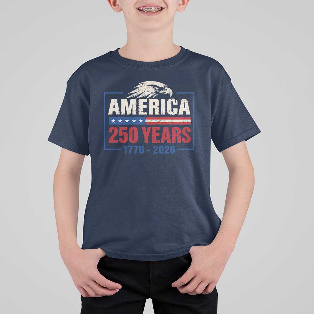 250 Anniversary USA T Shirt For Kid Retro Eagle 250 Years Of Freedom 1776 2026