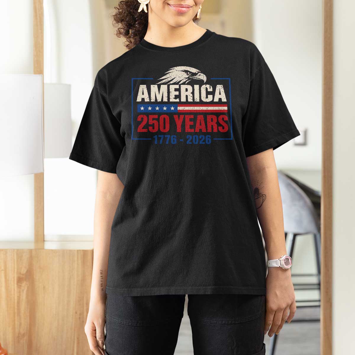 250 Anniversary USA T Shirt For Women Retro Eagle 250 Years Of Freedom 1776 2026