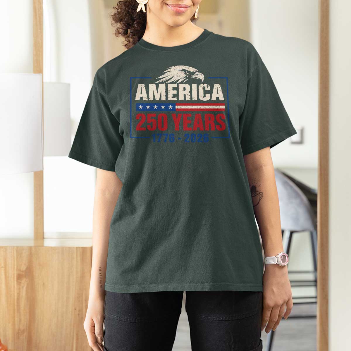 250 Anniversary USA T Shirt For Women Retro Eagle 250 Years Of Freedom 1776 2026