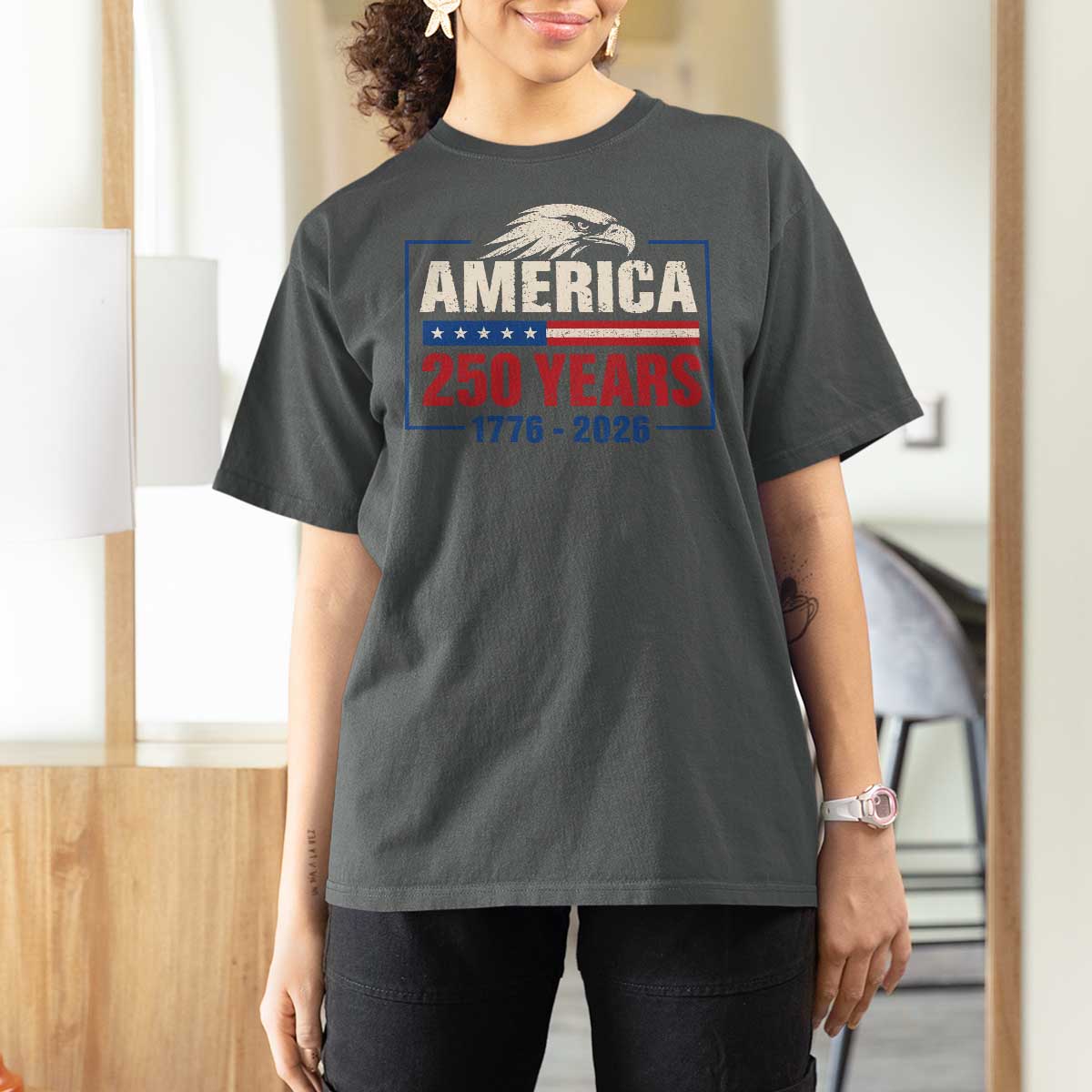 250 Anniversary USA T Shirt For Women Retro Eagle 250 Years Of Freedom 1776 2026