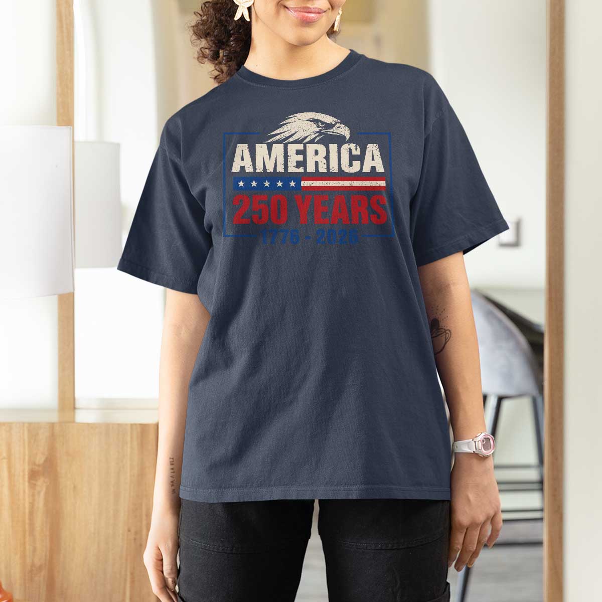 250 Anniversary USA T Shirt For Women Retro Eagle 250 Years Of Freedom 1776 2026