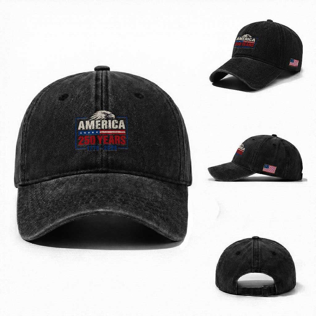 250 Anniversary USA Washed Cotton Baseball Cap Retro Eagle 250 Years Of Freedom 1776 2026