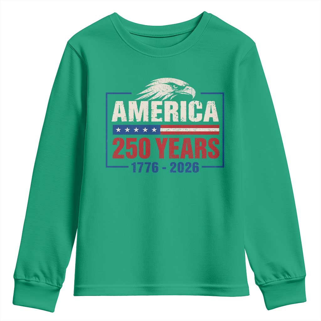 250 Anniversary USA Youth Sweatshirt Retro Eagle 250 Years Of Freedom 1776 2026