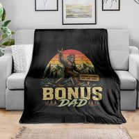 Bigfoot Bonus Dad Throw Blanket Retro Stepdad Fathers Day Gifts
