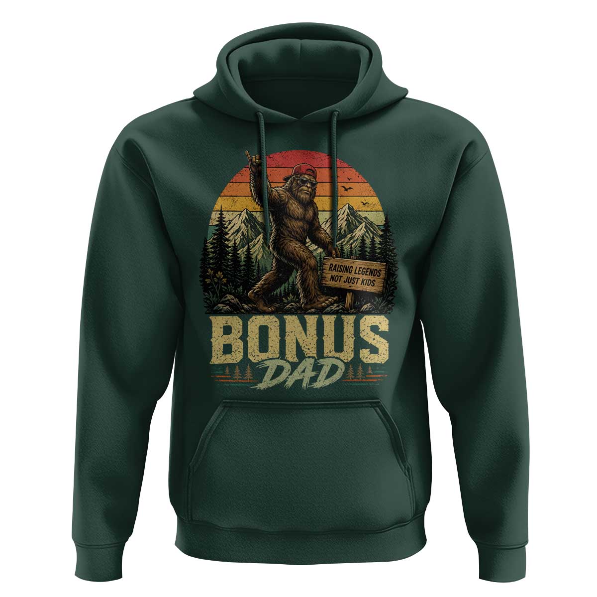 Bigfoot Bonus Dad Hoodie Retro Stepdad Fathers Day Gifts