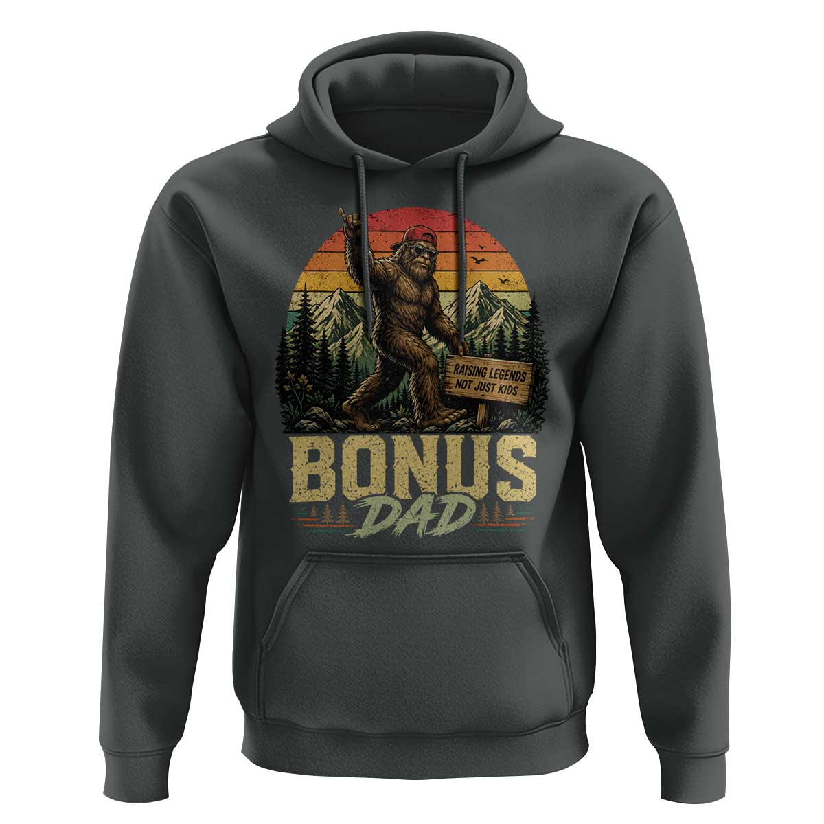 Bigfoot Bonus Dad Hoodie Retro Stepdad Fathers Day Gifts
