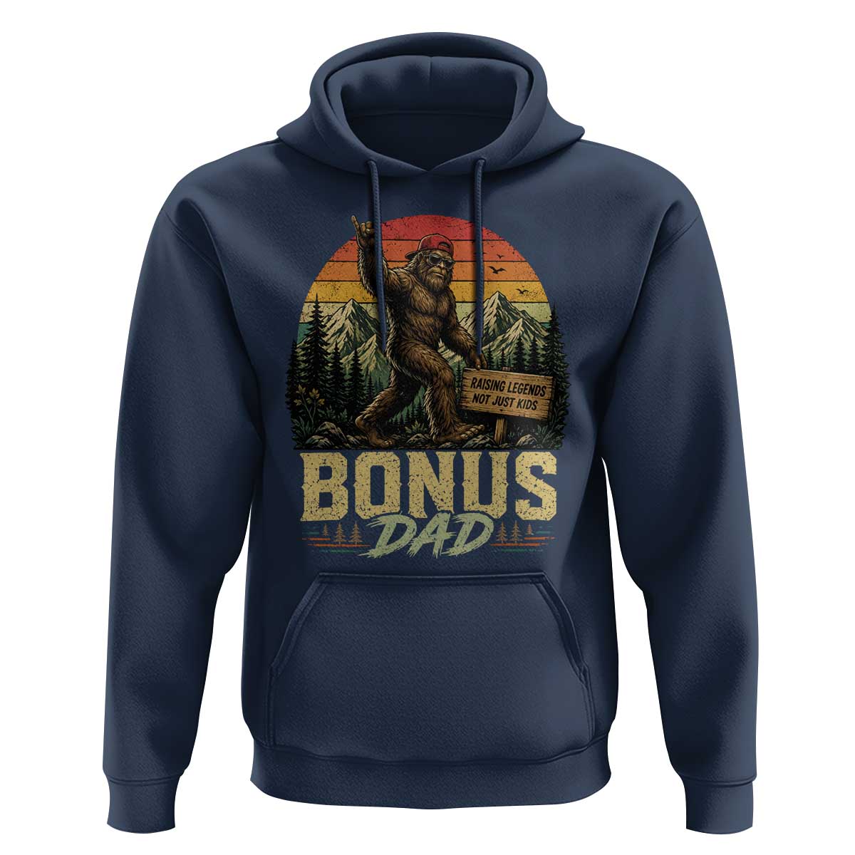 Bigfoot Bonus Dad Hoodie Retro Stepdad Fathers Day Gifts