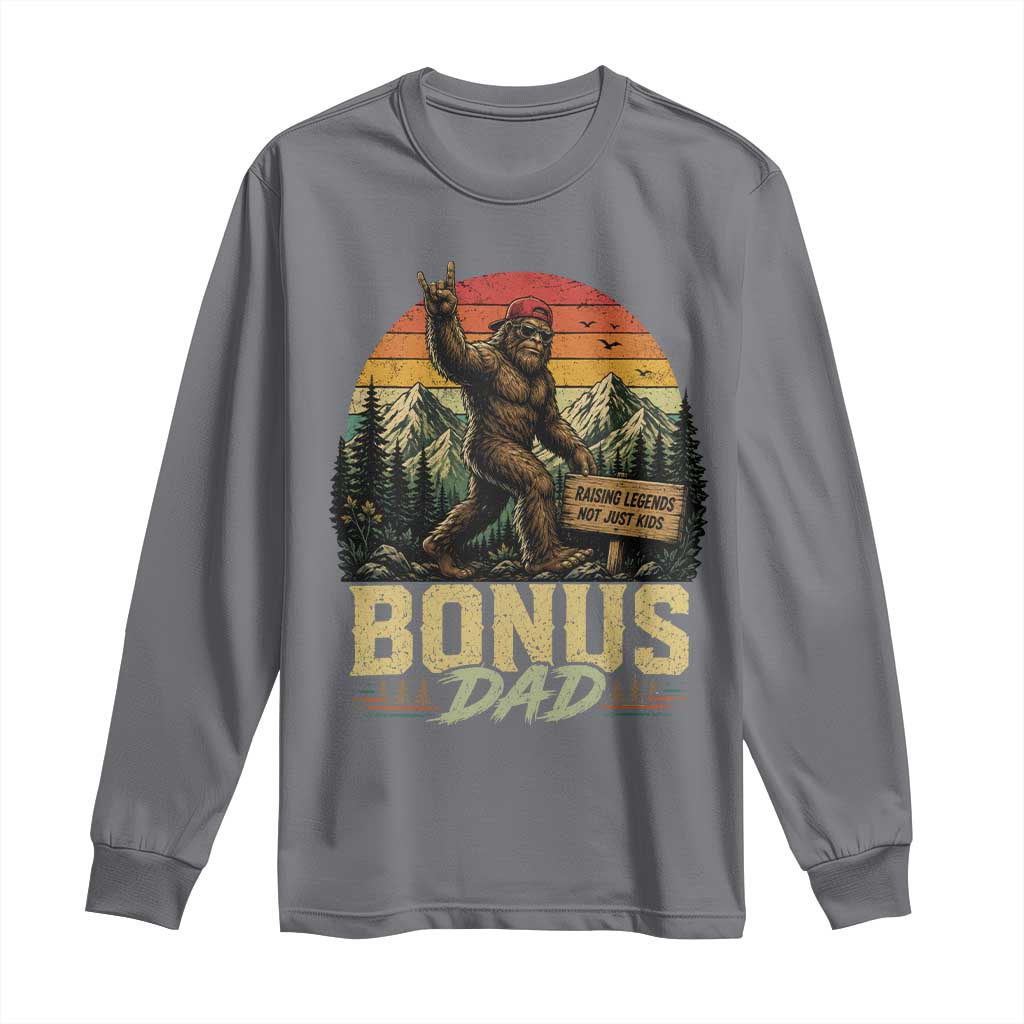 Bigfoot Bonus Dad Long Sleeve Shirt Retro Stepdad Fathers Day Gifts