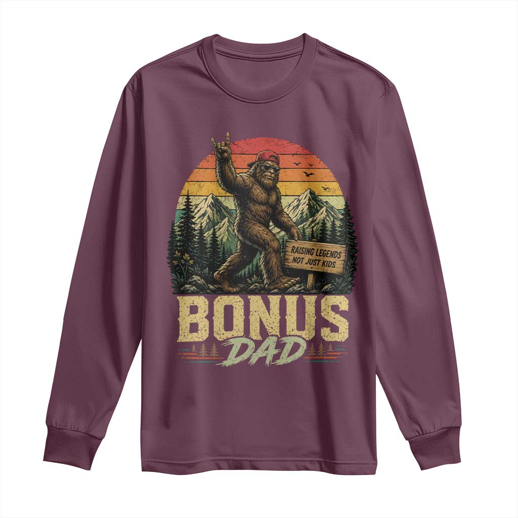 Bigfoot Bonus Dad Long Sleeve Shirt Retro Stepdad Fathers Day Gifts
