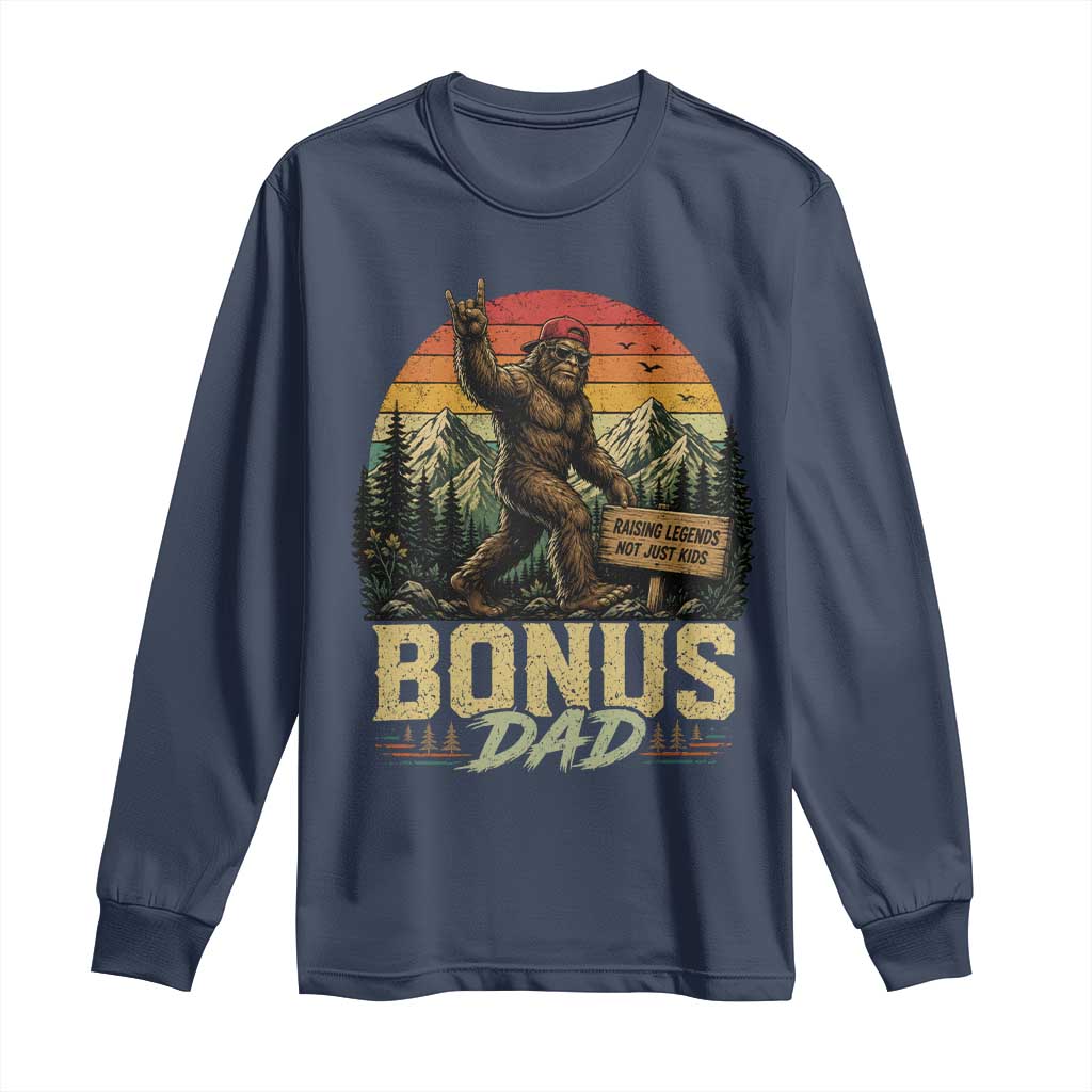 Bigfoot Bonus Dad Long Sleeve Shirt Retro Stepdad Fathers Day Gifts