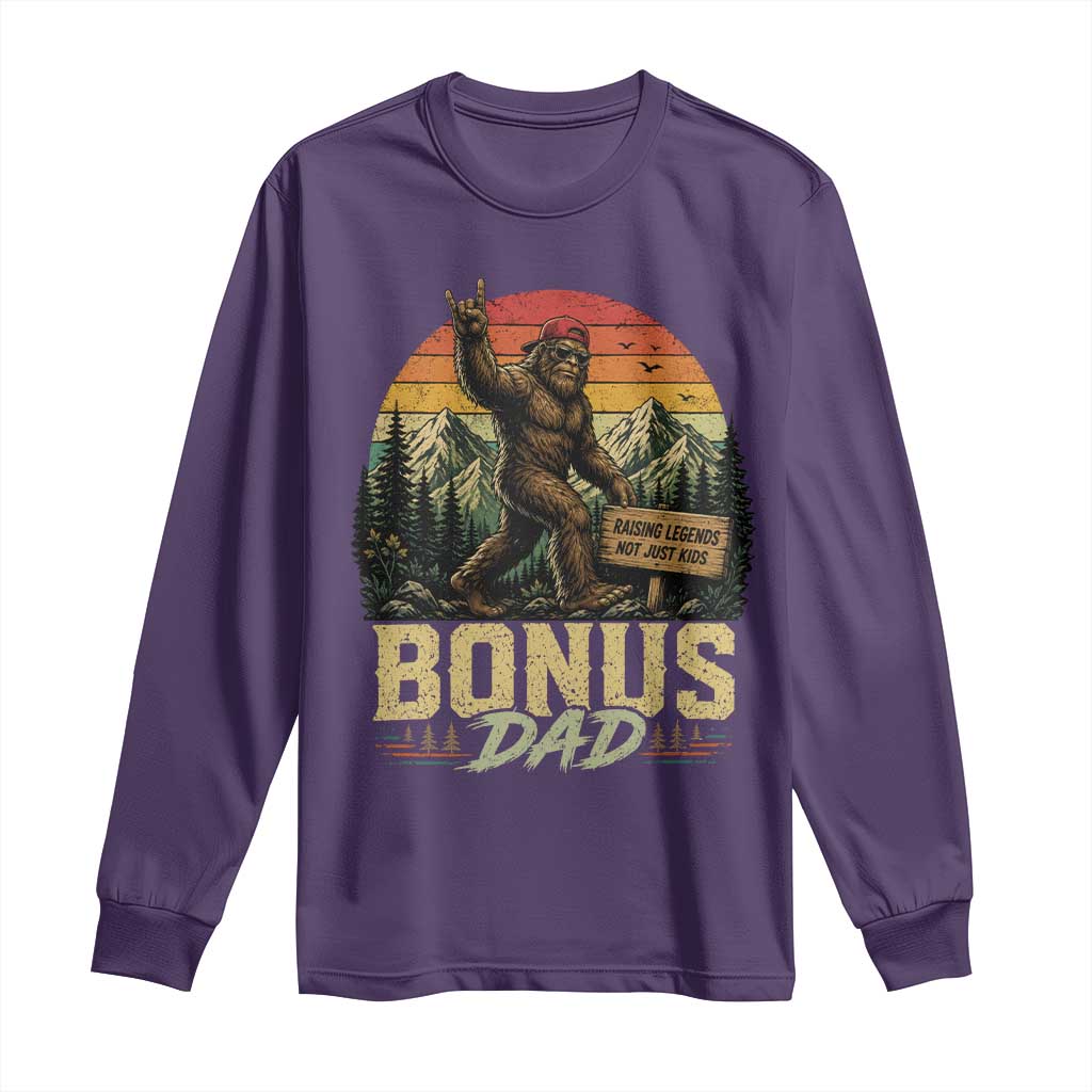 Bigfoot Bonus Dad Long Sleeve Shirt Retro Stepdad Fathers Day Gifts