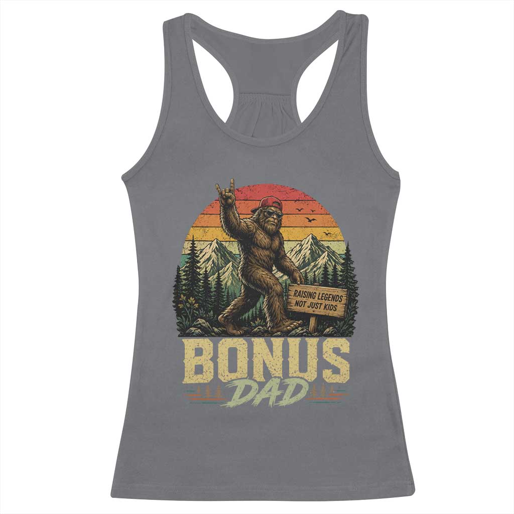 Bigfoot Bonus Dad Racerback Tank Top Retro Stepdad Fathers Day Gifts