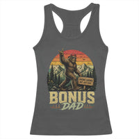 Bigfoot Bonus Dad Racerback Tank Top Retro Stepdad Fathers Day Gifts