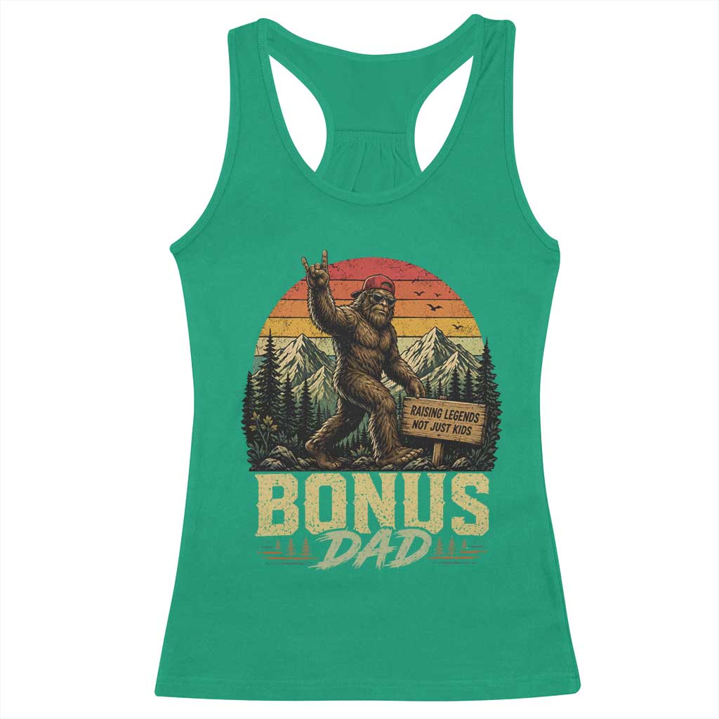 Bigfoot Bonus Dad Racerback Tank Top Retro Stepdad Fathers Day Gifts