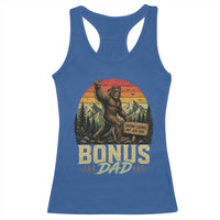 Bigfoot Bonus Dad Racerback Tank Top Retro Stepdad Fathers Day Gifts