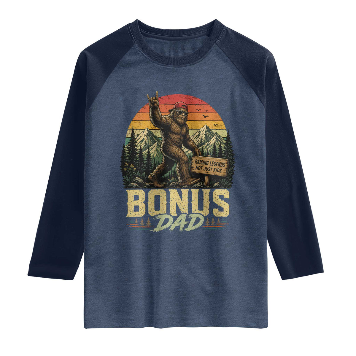 Bigfoot Bonus Dad Raglan Shirt Retro Stepdad Fathers Day Gifts