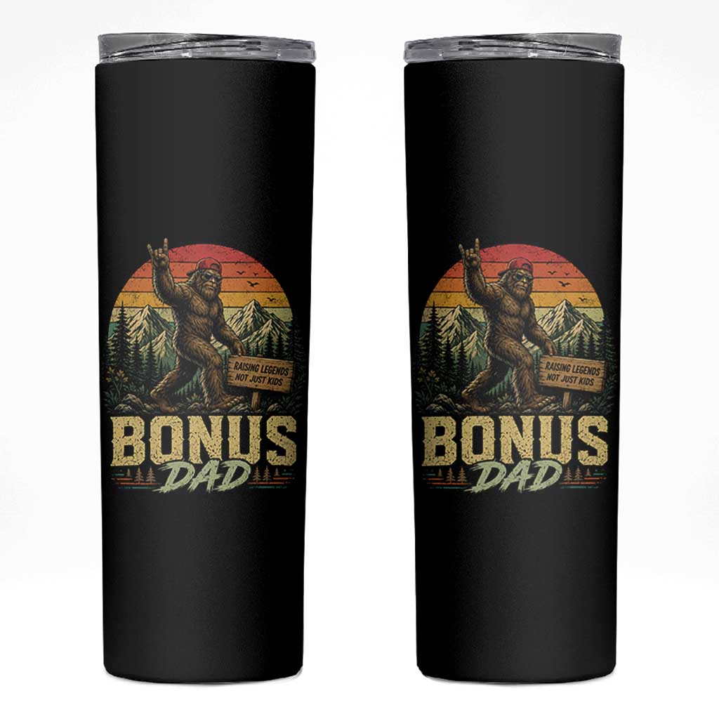 Bigfoot Bonus Dad Skinny Tumbler Retro Stepdad Fathers Day Gifts