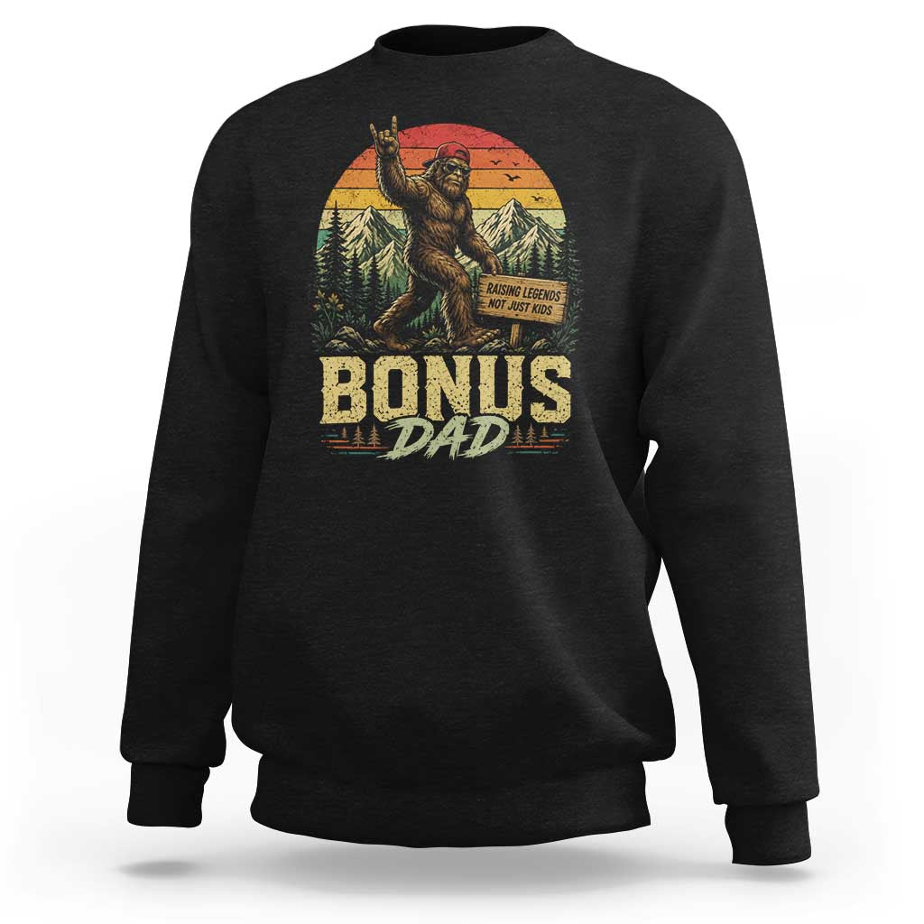 Bigfoot Bonus Dad Sweatshirt Retro Stepdad Fathers Day Gifts