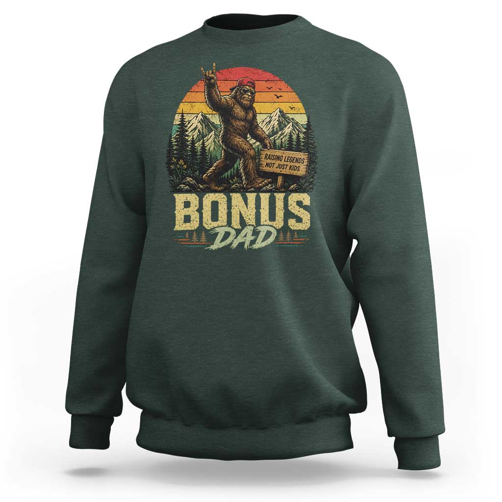 Bigfoot Bonus Dad Sweatshirt Retro Stepdad Fathers Day Gifts