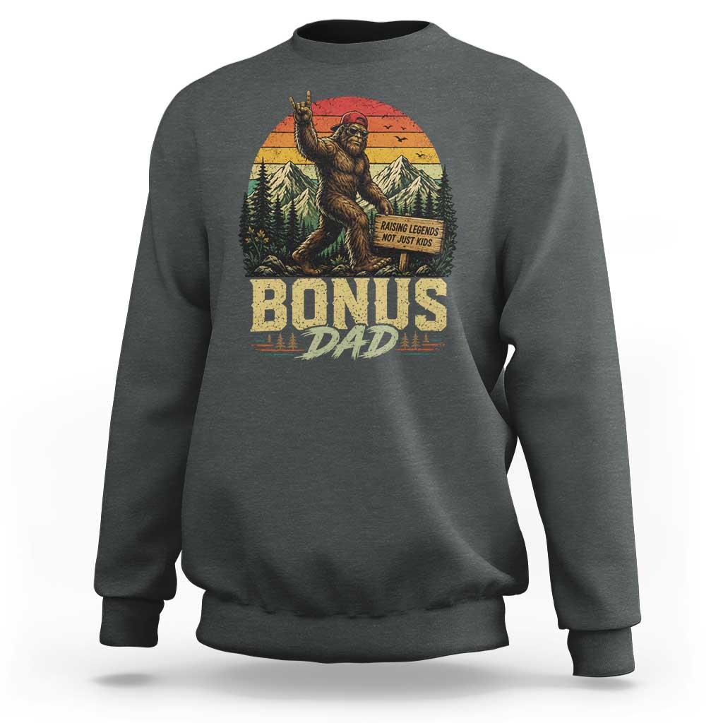 Bigfoot Bonus Dad Sweatshirt Retro Stepdad Fathers Day Gifts