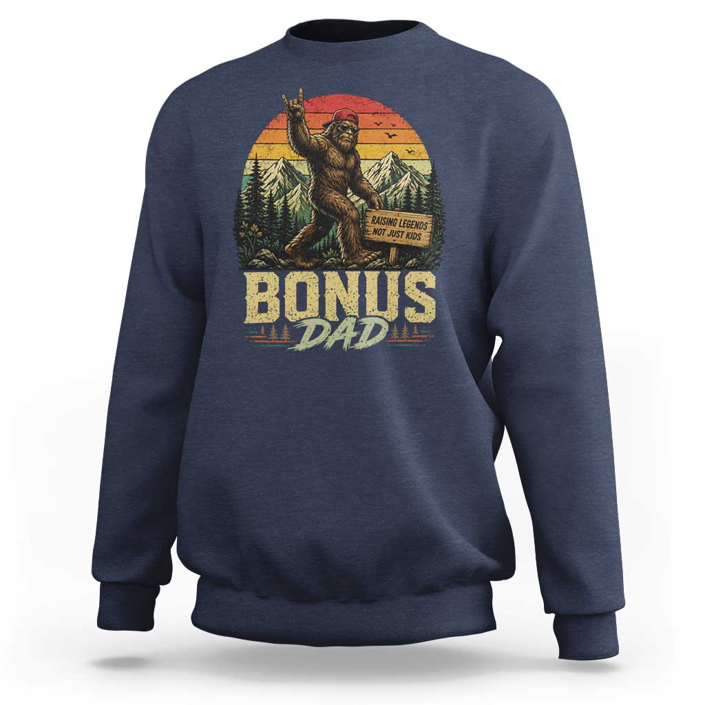 Bigfoot Bonus Dad Sweatshirt Retro Stepdad Fathers Day Gifts