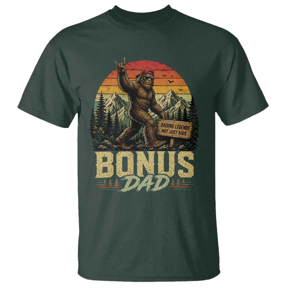 Bigfoot Bonus Dad T Shirt Retro Stepdad Fathers Day Gifts