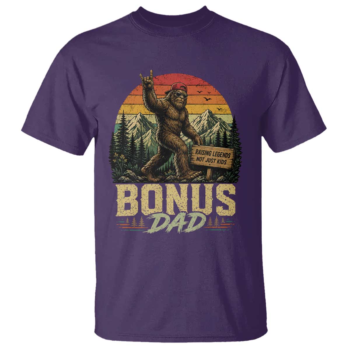 Bigfoot Bonus Dad T Shirt Retro Stepdad Fathers Day Gifts