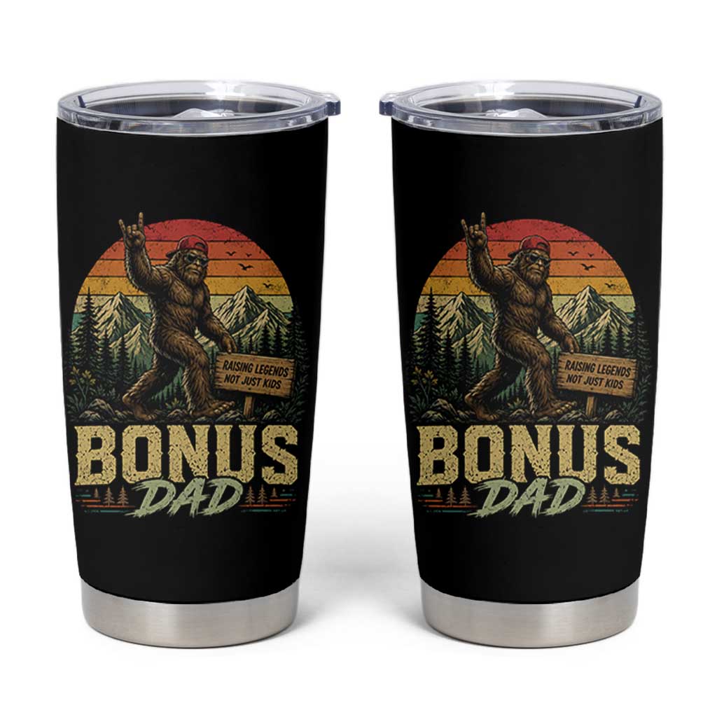 Bigfoot Bonus Dad Tumbler Cup Retro Stepdad Fathers Day Gifts