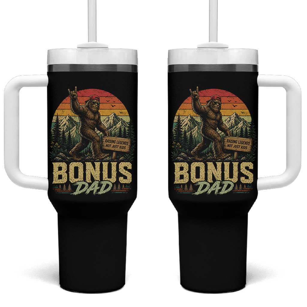 Bigfoot Bonus Dad Tumbler With Handle Retro Stepdad Fathers Day Gifts