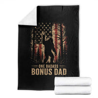 One Badass Bonus Dad Throw Blanket Vintage Bigfoot Stepdad American Flag