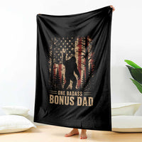 One Badass Bonus Dad Throw Blanket Vintage Bigfoot Stepdad American Flag