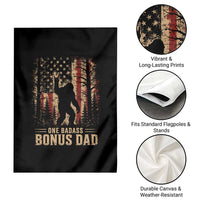 One Badass Bonus Dad Garden Flag Vintage Bigfoot Stepdad American Flag