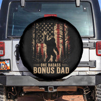 One Badass Bonus Dad Spare Tire Cover Vintage Bigfoot Stepdad American Flag