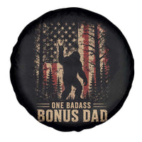 One Badass Bonus Dad Spare Tire Cover Vintage Bigfoot Stepdad American Flag